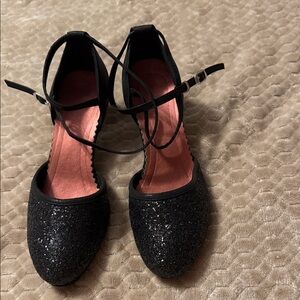 Elegant Black Glitter Women's ballroom dance shoes